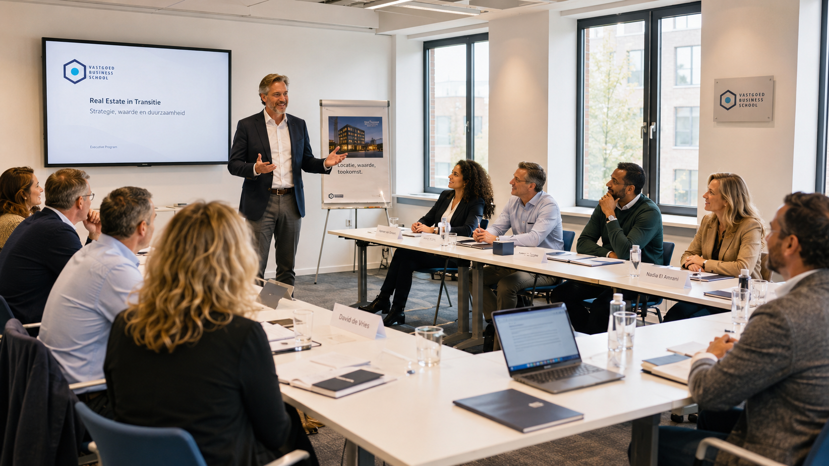 Vastgoedprofessionals volgen klassikaal onderwijs over verduurzaming en vastgoed